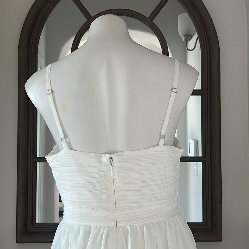 Aqua Bloomingdale’s Cutout Tiered Gown in Off White, Size S New 4 New w/Tag $298