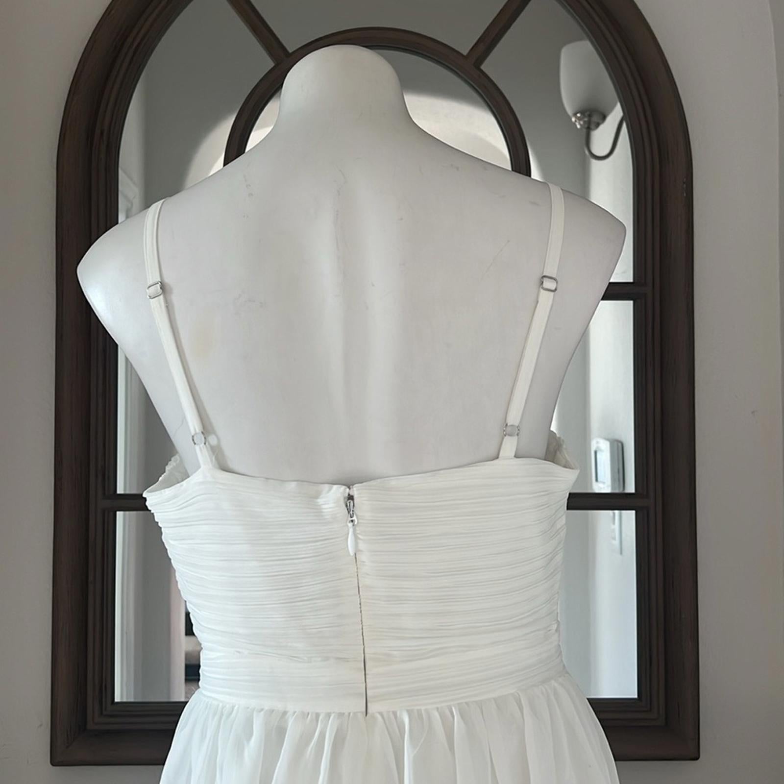 Aqua Bloomingdale’s Cutout Tiered Gown in Off White, Size S New 4 New w/Tag $298