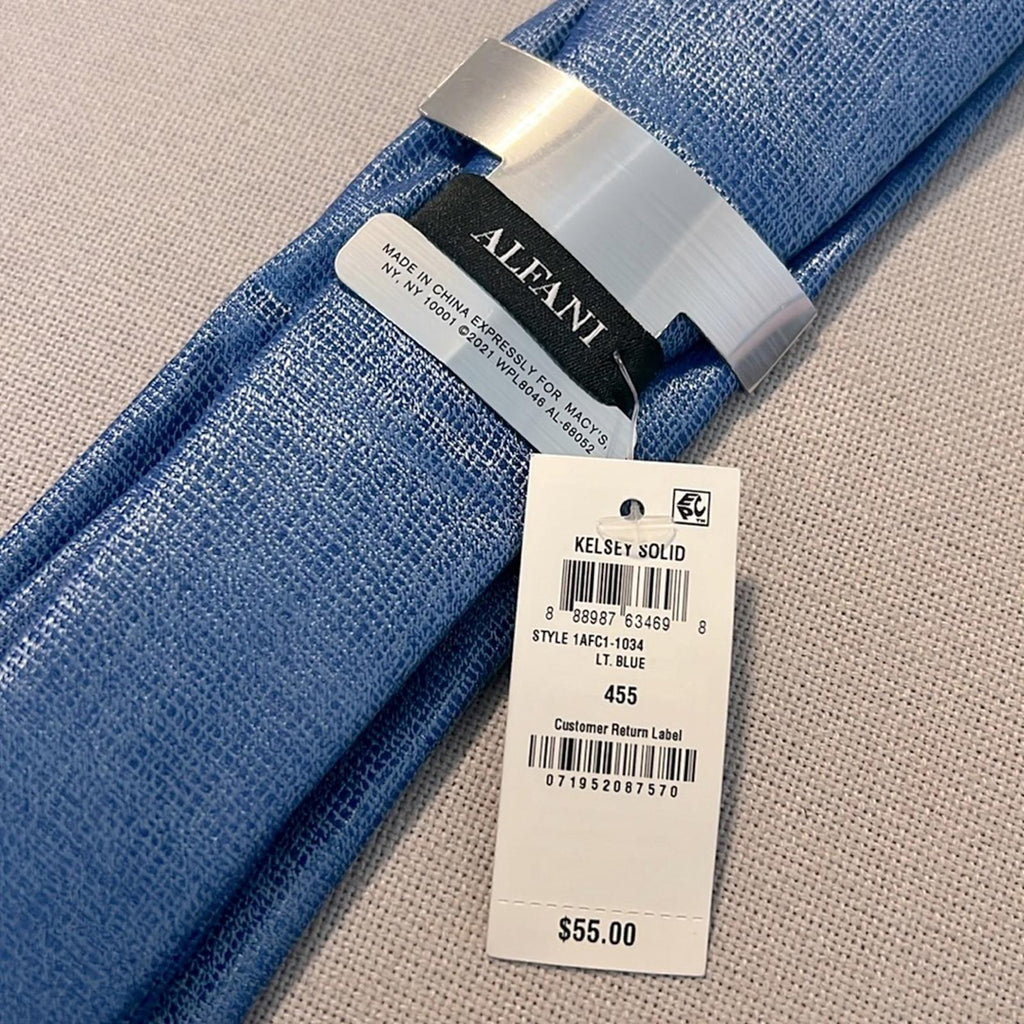 ALFATECH Kelsey Solid Slim Light Blue Neck Tie, New w/Tag
