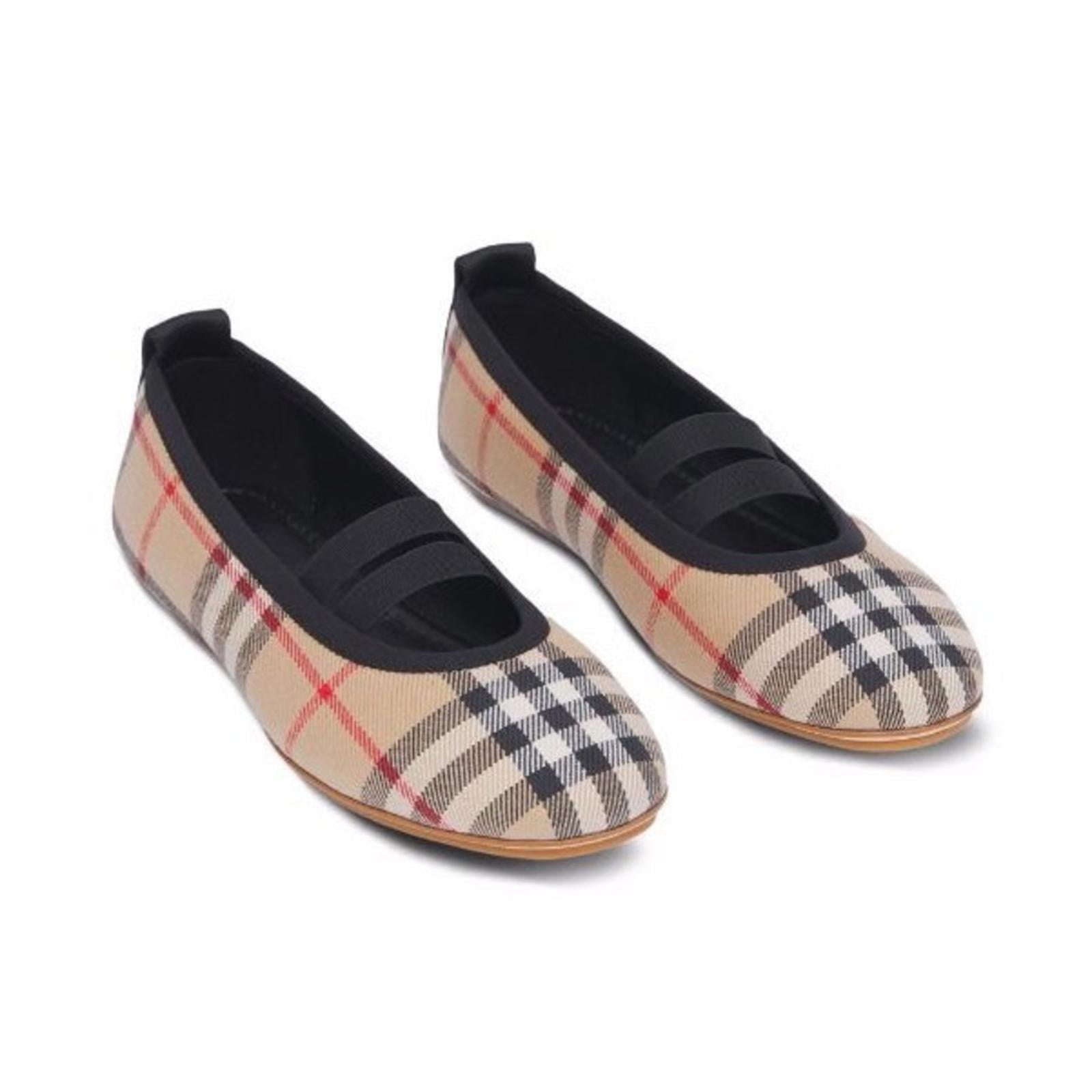 Burberry Kids Logo-Detail Check Ballerina Shoes, Size EU 35, UK 2.5 NEW in Box