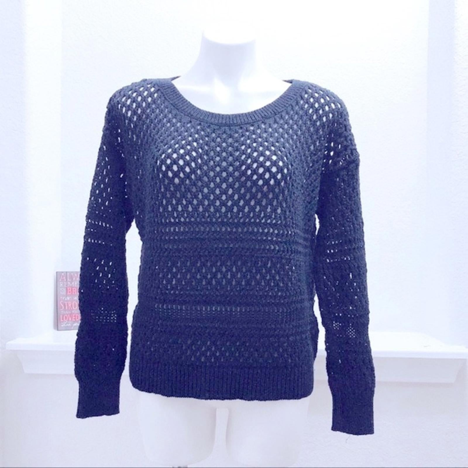 American Eagle Outfitters Crochet Sweater, Navy Metallic Knit Size XL EXCELLENT