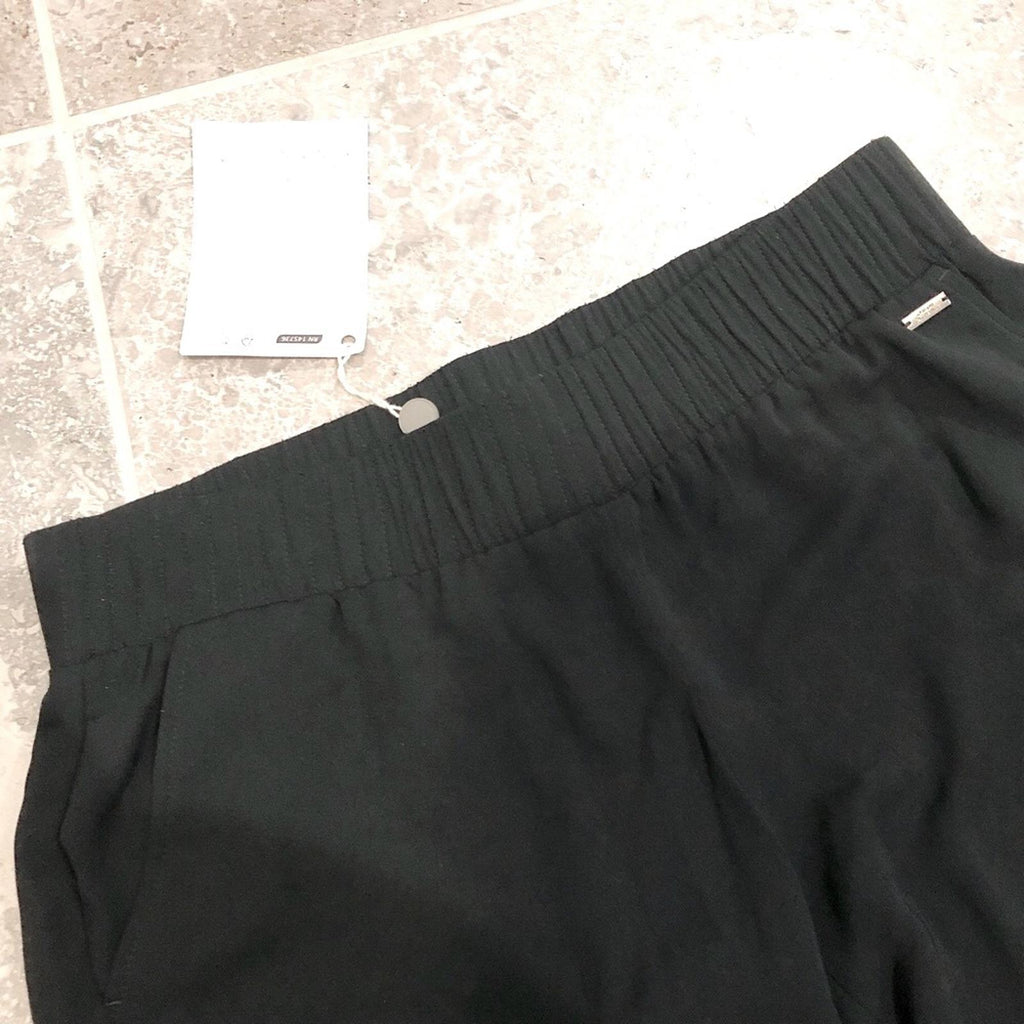 Armani Exchange Black Elastic Waist Trousers, Wide Leg Size 8 NWT Retail $480