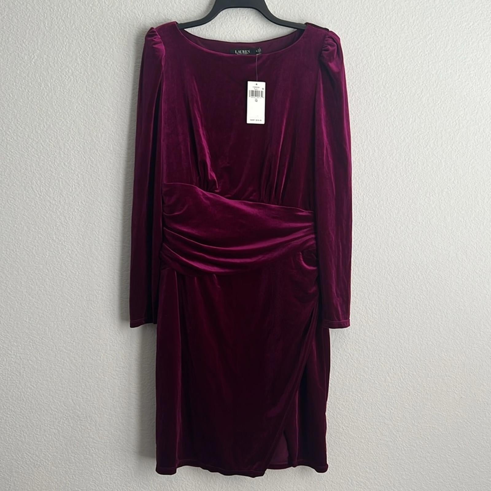 Lauren Ralph Lauren Velvet Cocktail Dress in Purple, Size 12 NEW w/Tag
