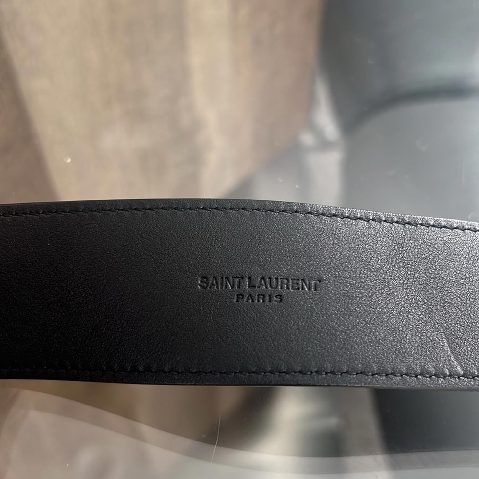 Saint Laurent Authentic Leather Black Belt EGC.609034.85.1119 Size 85” New w/Tag