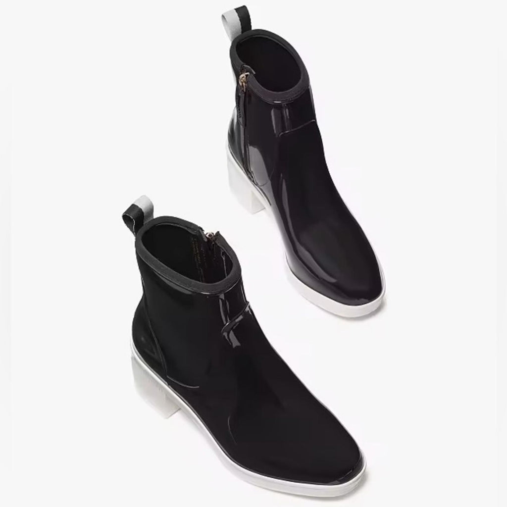 Kate Spade Puddle Rain Booties in Black/Parchment, Size 6 New in Box