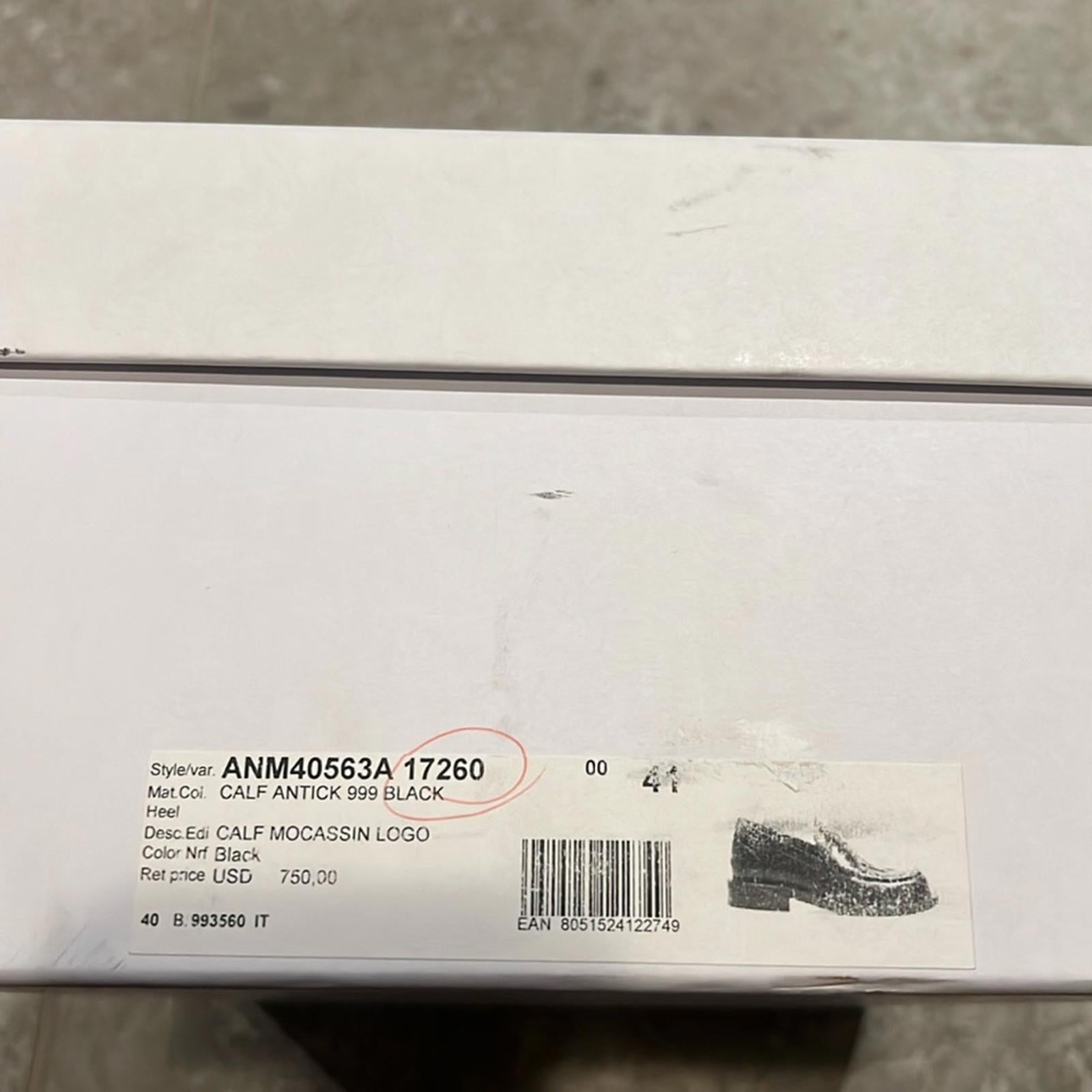 JW Anderson Anchor Logo Loafers in Black Leather Size 41