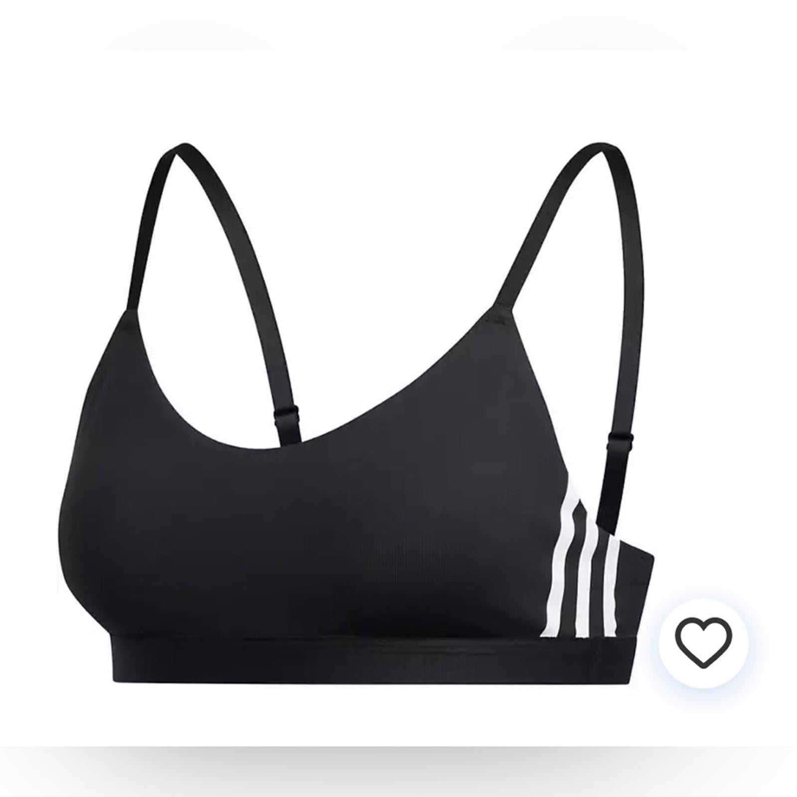 Adidas All Me 3-Stripes Sports Bra, Black White, Size S New w/Tag