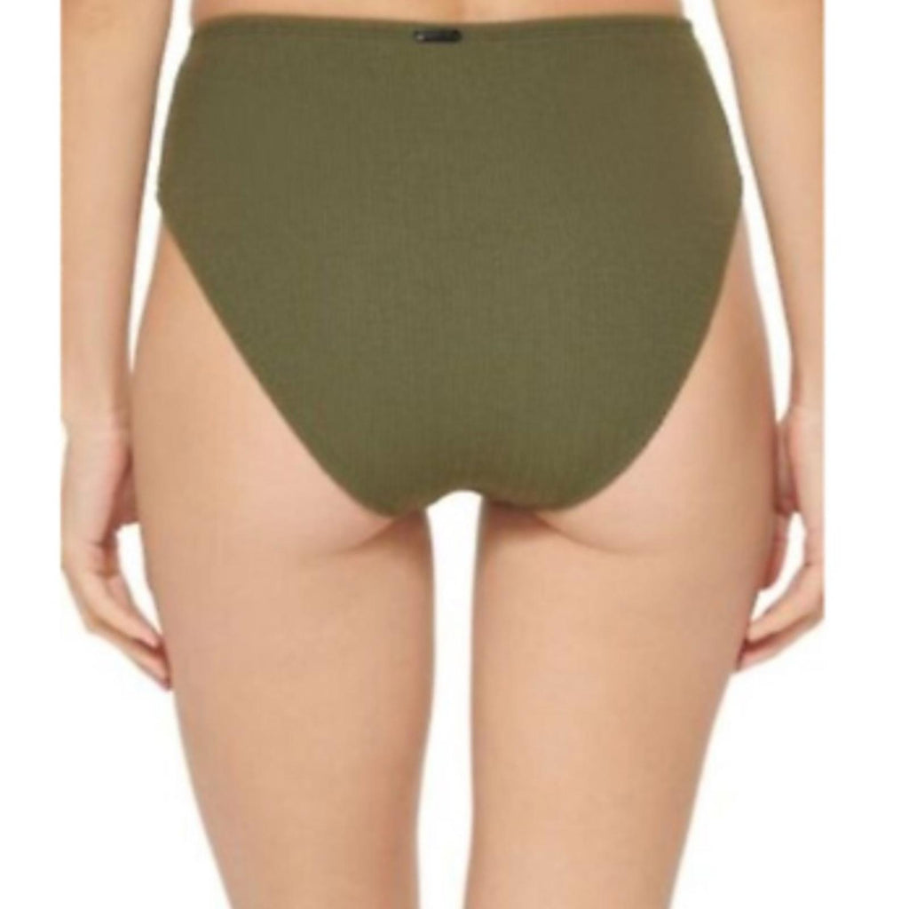 DKNY Textured High-Waist Bikini Bottom, Size L NEW w/Tag