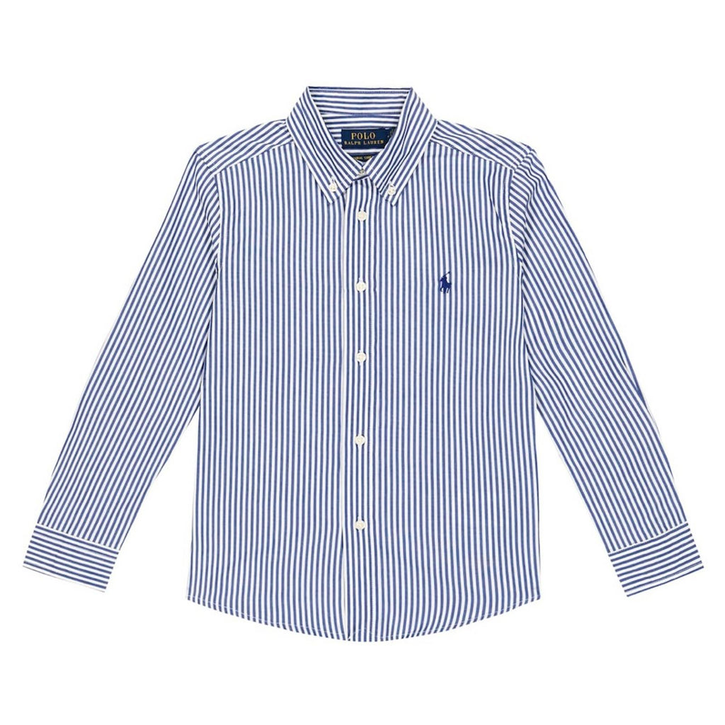 Polo Ralph Lauren Striped Cotton Poplin Shirt, Navy & White Size 14 New with Tag