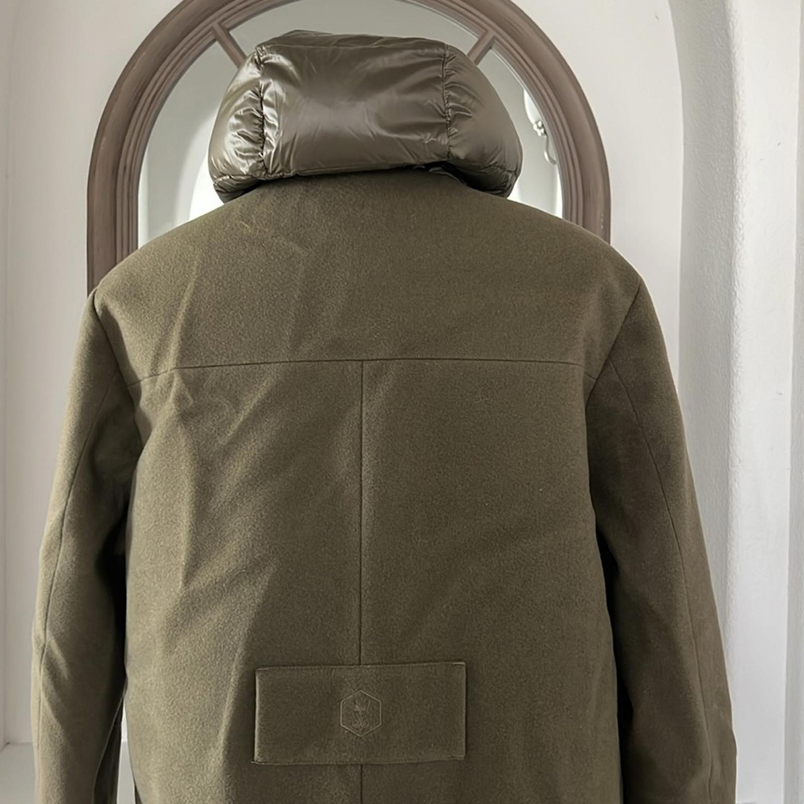 Norwegian Wool Cashmere Wool Hooded Down Parka, No Belt, Size M NWT $1,695