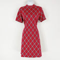 Next Tartan Day Dress Knit Dress in Vibrant Red Black, Size UK 16, US 12