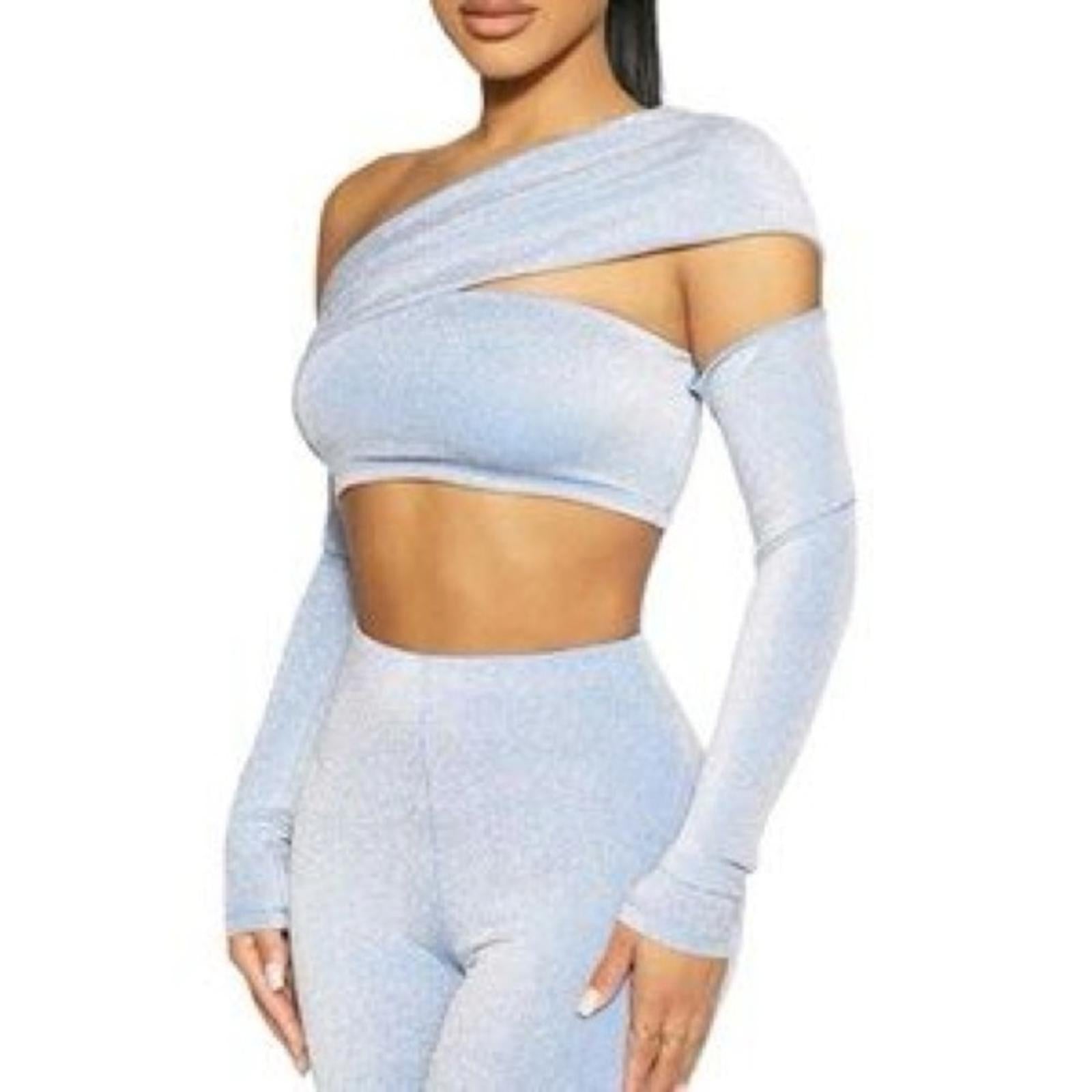 Naked Wardrobe Light Blue Cut-Out Top, NWT, Size S