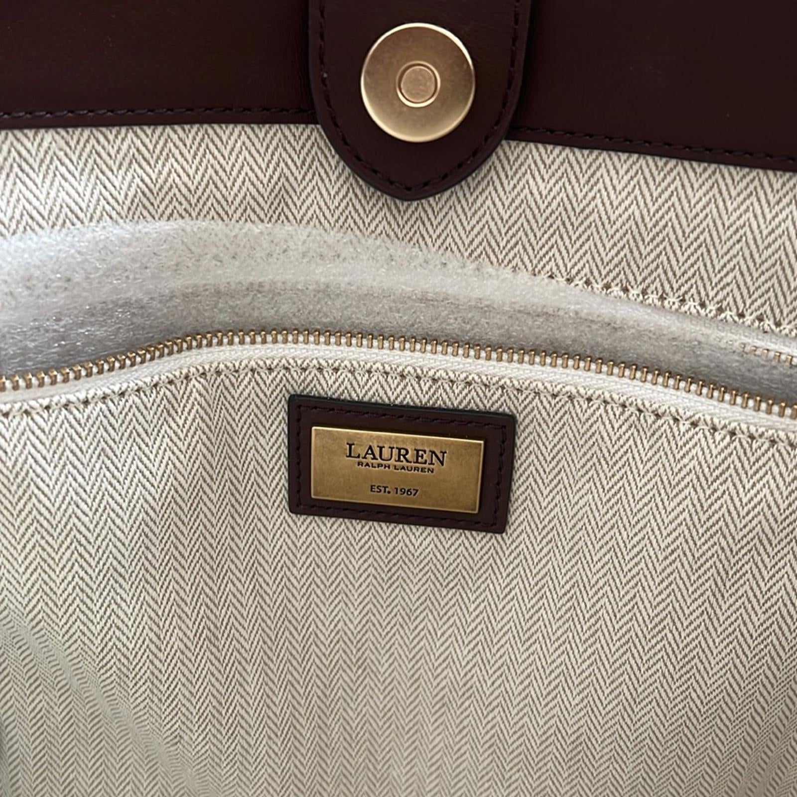 Lauren Ralph Lauren Leather Medium Witley Bucket Bag in Dark Mahogany, NEW
