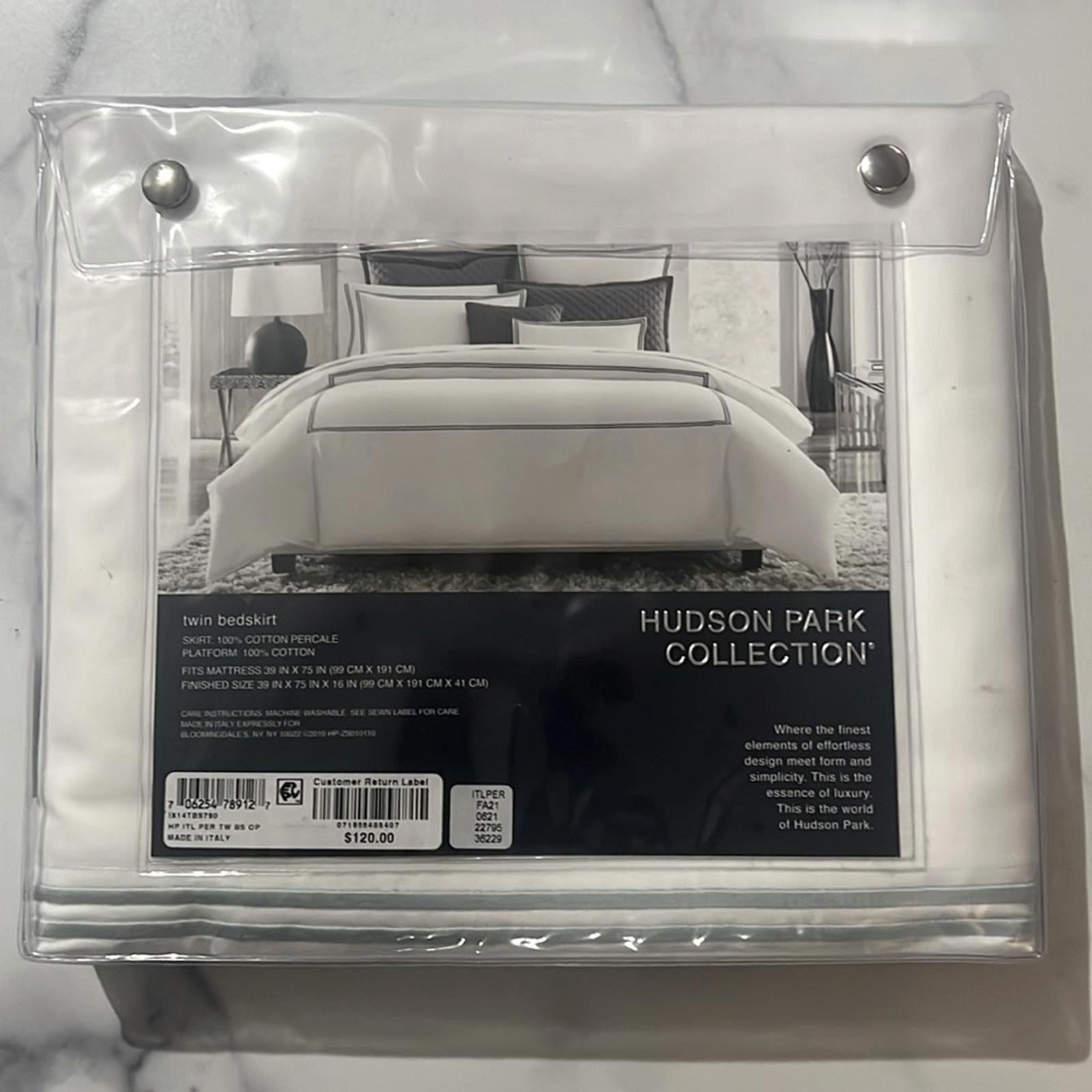 Hudson Park Collection Italian Percale Twin Bedskirt in Opaline/White NEW w/Tag