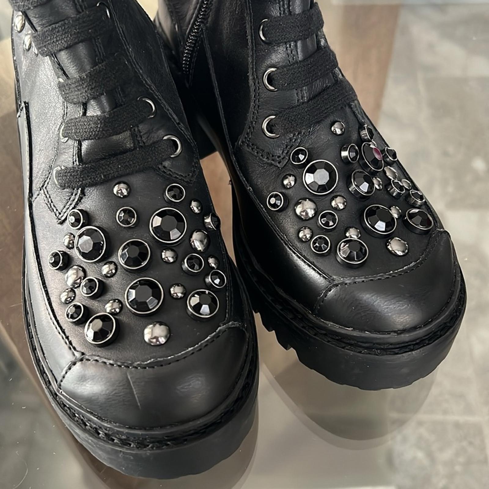 Karl Lagerfeld Breck Embellished Lug Boot, Black Size 35 | US 5 New w/o Box $229