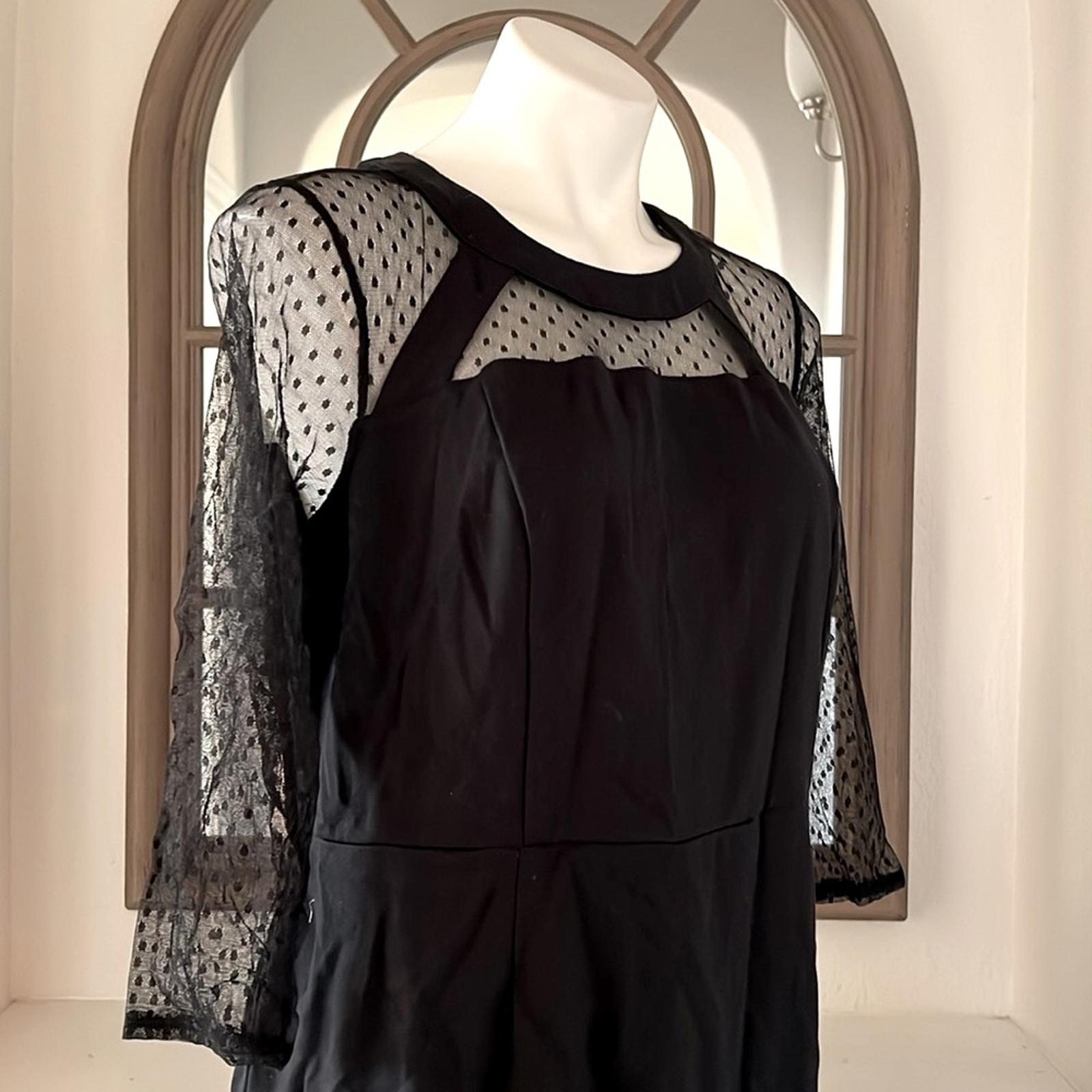 Lane Bryant Women’s Black Mesh Detail 3/4 Sleeve Sheath Dress Size 14 EXCELLENT