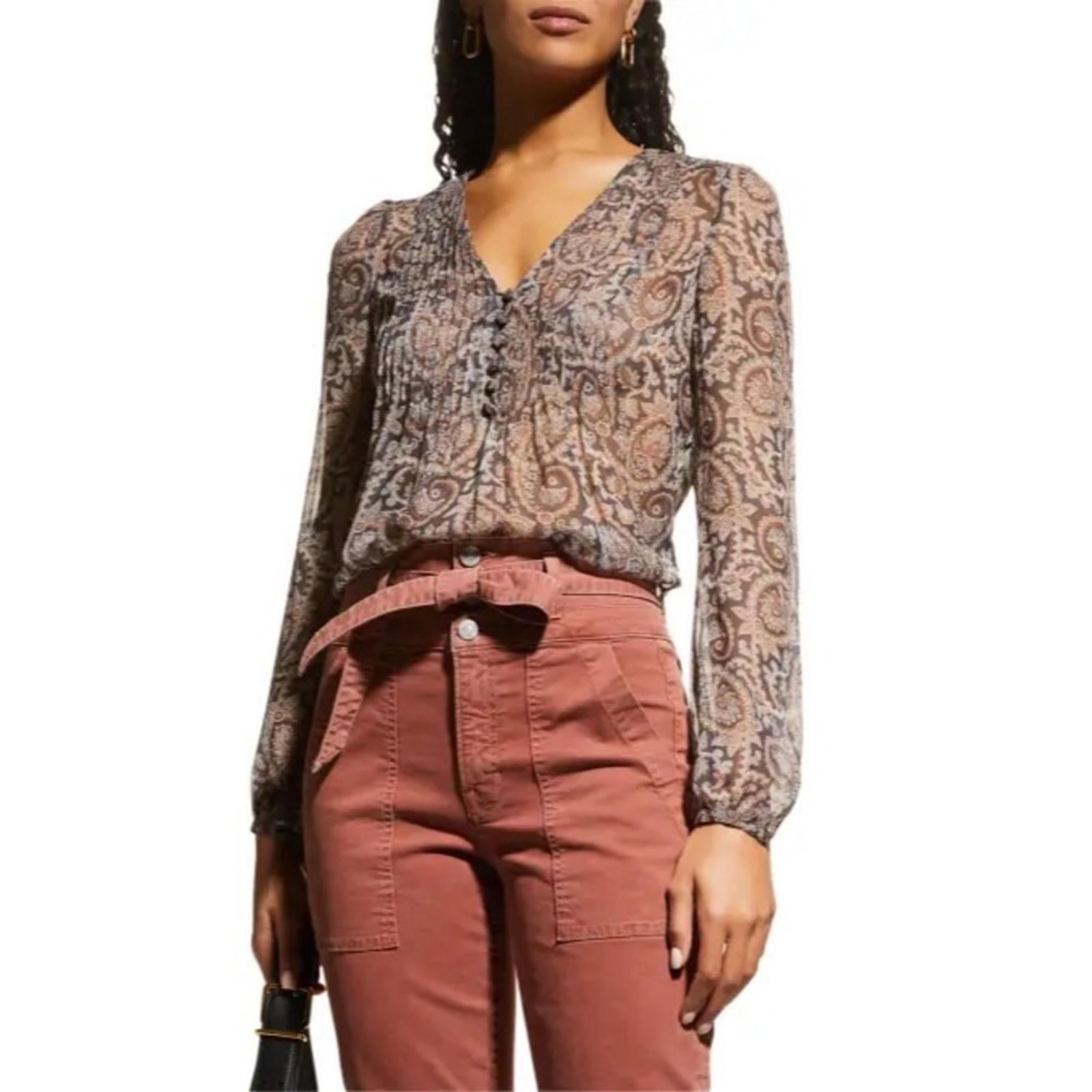 Veronica Beard Lowell Paisley Top, Off-White Multi, Size 00 New w/Tag $398