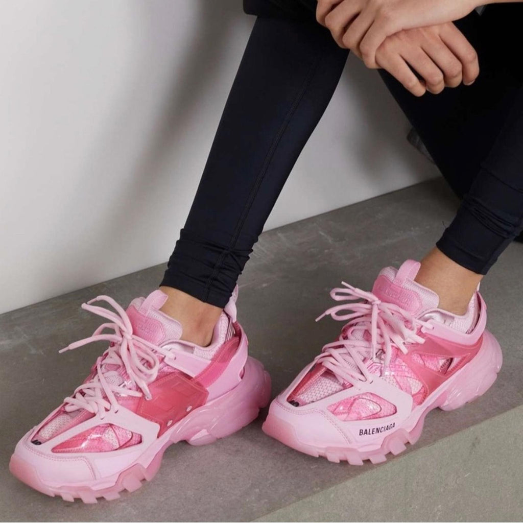 Balenciaga Track Clearsole Logo-Detailed Sneakers in Pink, Size 37 New +Dust Bag