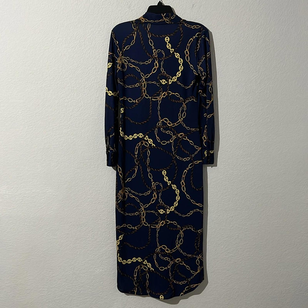 L’Agence Raelynn Shirt Dress in Indigo Gold, NWT, Size XS