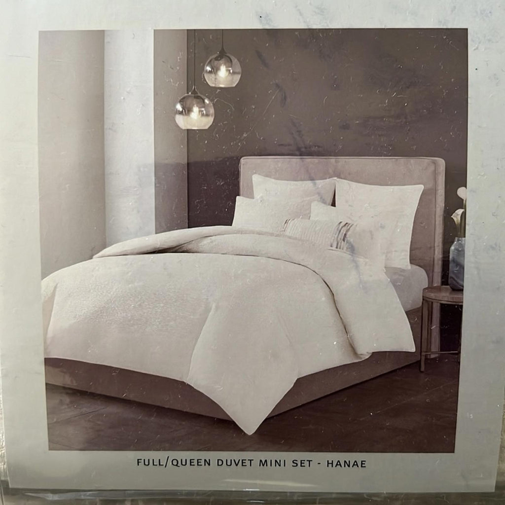 NATORI Hanae Queen Cotton Blend Yarn Dyed 3-Piece Duvet Cover Set, New w/Tag