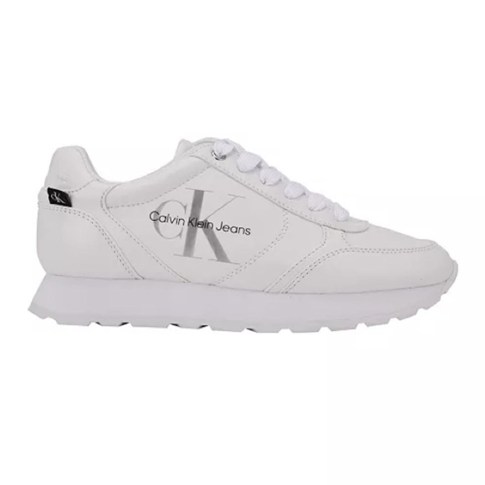 Calvin Klein Jeans Cayle Logo Casual Lace-Up Sneakers White Size 6.5M Retail $89