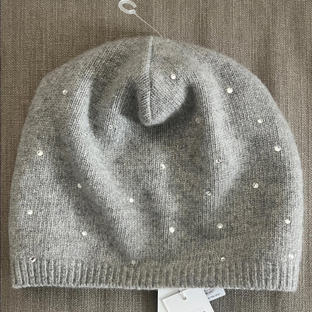Carolyn Rowan Cashmere Baggy Beanie w/Scattered Swarovski Crystals, OS, NEW
