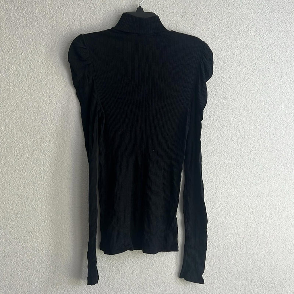 Sundry BLACK Puff Sleeve Turtleneck Top, NWT, Size L