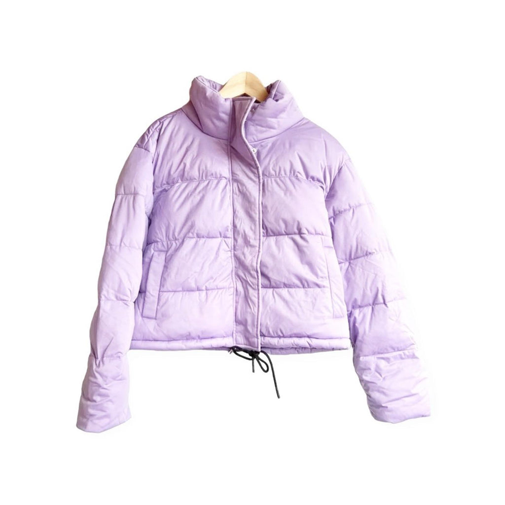 AQUA Quilted Cropped Puffer Jacket in Lilac, Size S New w/Tag Retail $168