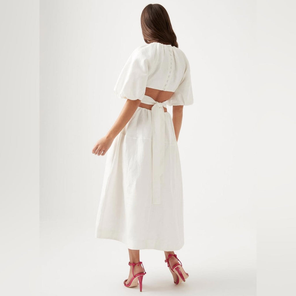 New AJE Mimosa Cut-Out Midi Dress in White, Size AU6 US2 New w/o Tag