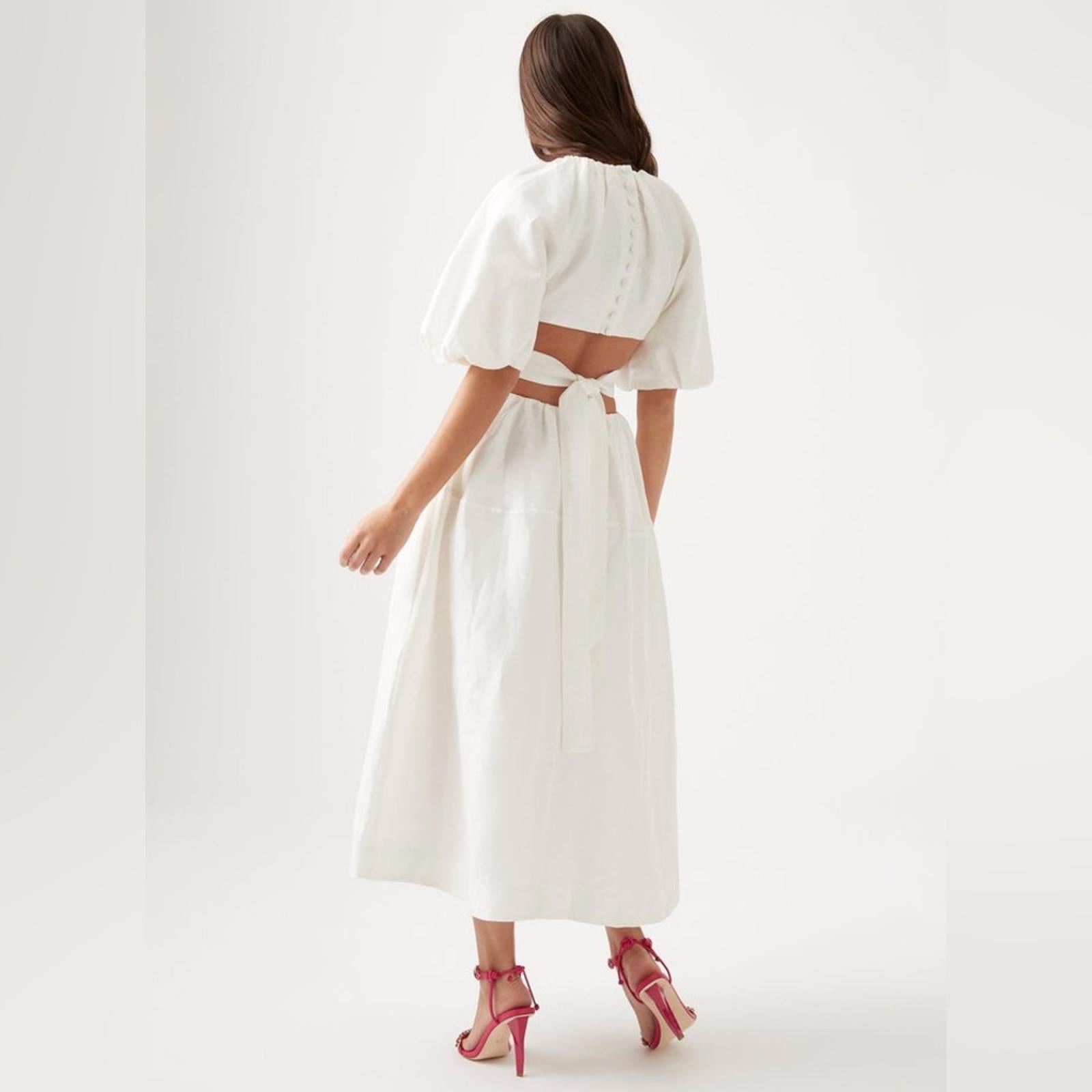 New AJE Mimosa Cut-Out Midi Dress in White, Size AU6 US2 New w/o Tag