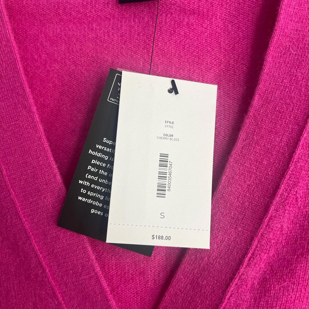 C by Bloomingdale's Cashmere Grandfather V-Neck Cardigan in Pink, Size S, NWT
