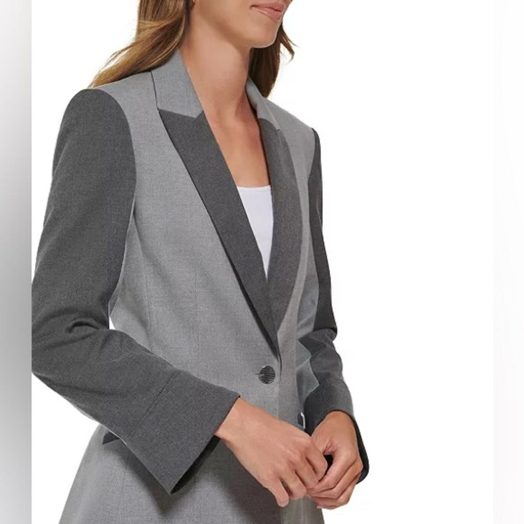 DKNY Two Tone Single Button Blazer in Gray, NWT, Size 8 $159