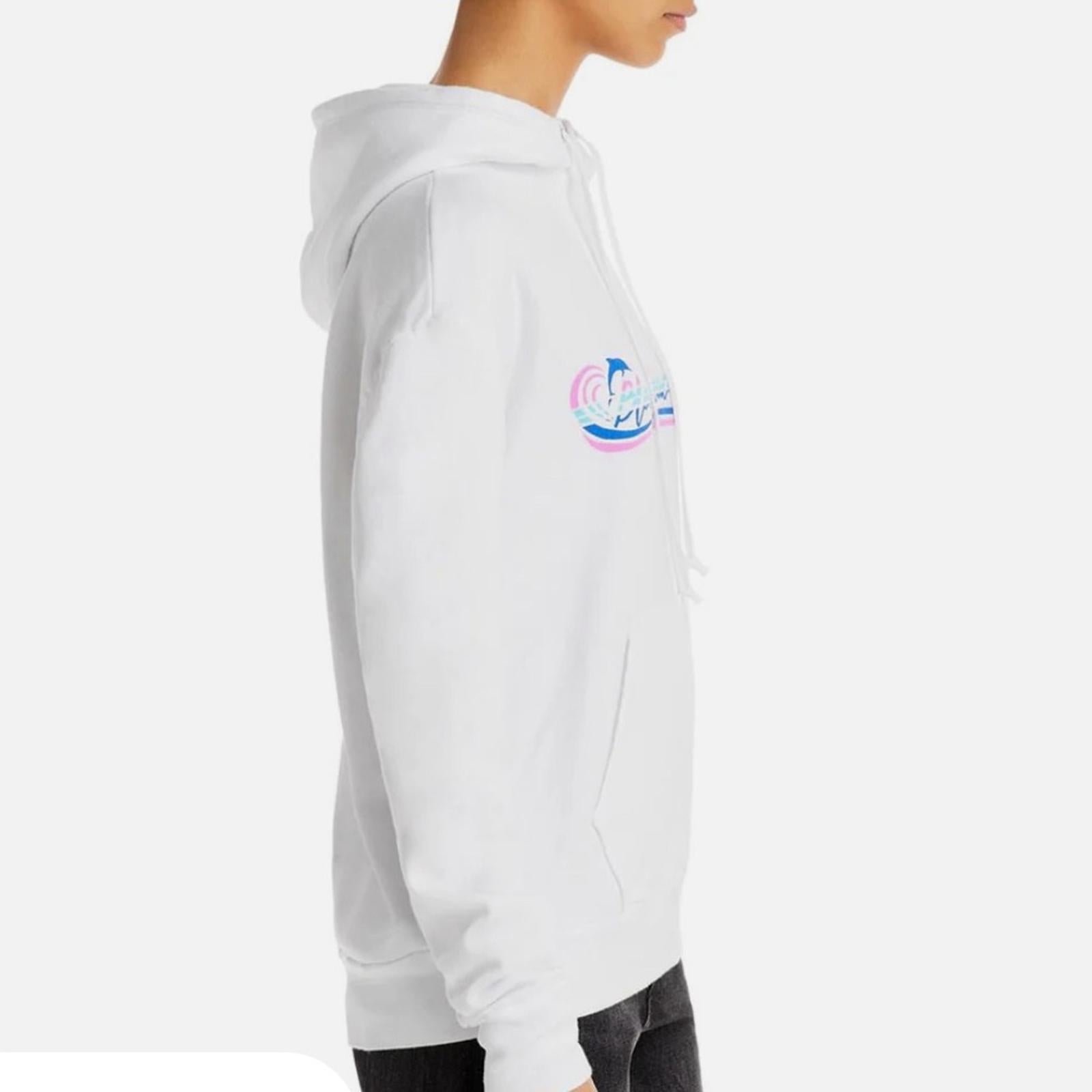Bloomie's Unisex Beach Club Graphic Hoodie White Supima Cotton Size XS New w/Tag