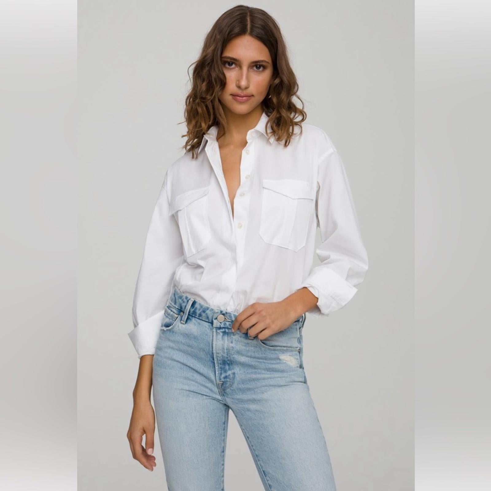 Good American The Good Shirt in White, Size 1 (Small) New w/Tag Retail $129