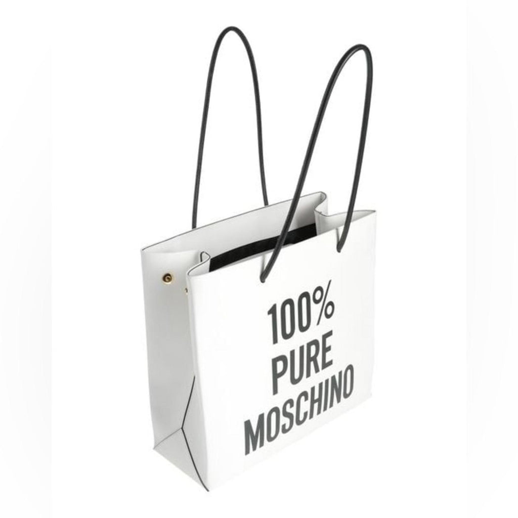 Moschino “100% PURE MOSCHINO” White Leather Shoulder Bag, New with Tag