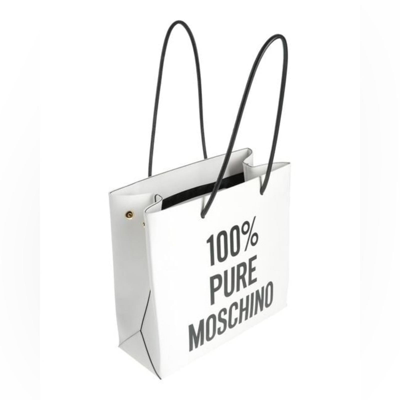 Moschino “100% PURE MOSCHINO” White Leather Shoulder Bag, New with Tag