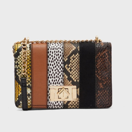 ALDO Lovowia Crossbody with Chain Shoulder Strap in Snake Multi, New w/Tag
