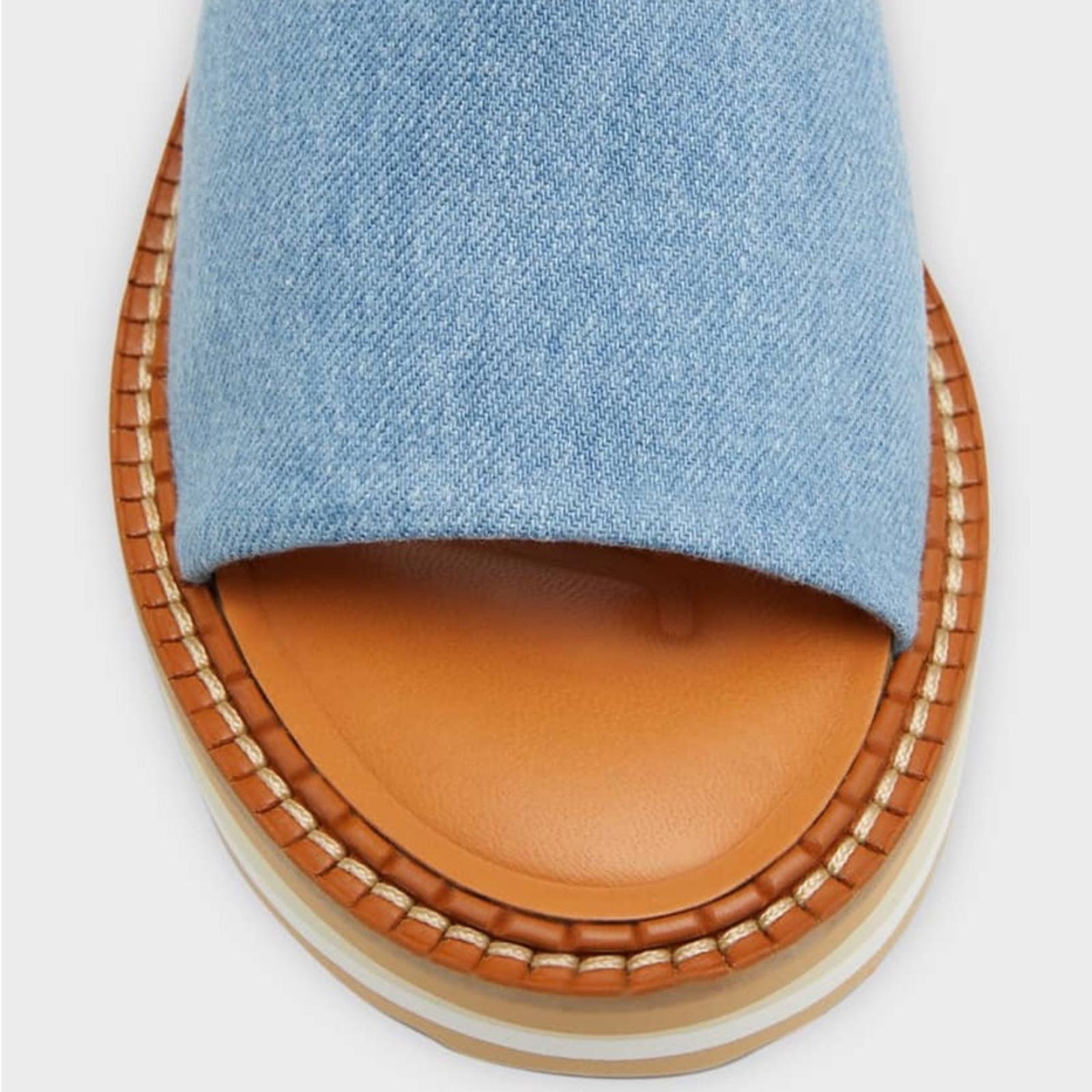 Clergerie Paris FastJ Denim Flatform Sandals, Size US 10.5 NEW $475 (Sold Out)