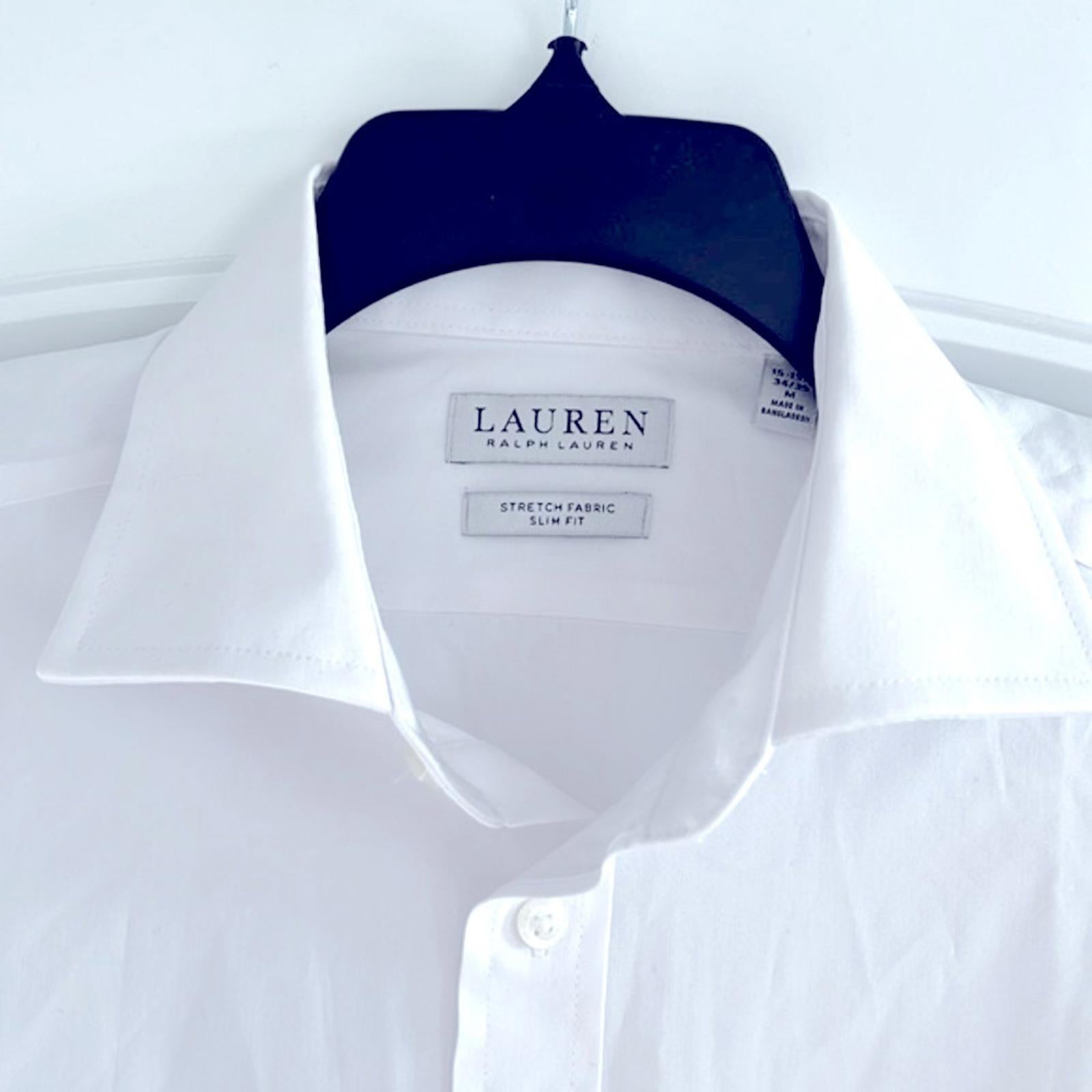 Lauren Ralph Lauren Stretch Slim Fit Dress Shirt White, Size M 15-15.5 (34/35)