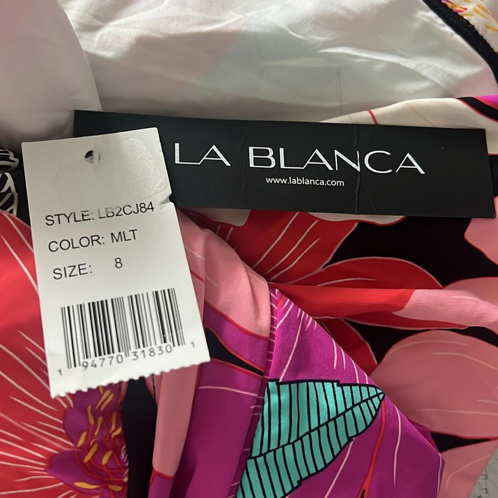 La Blanca Over the Shoulder Front Knot Tankini Swimsuit Top Size 8, New w/Tag