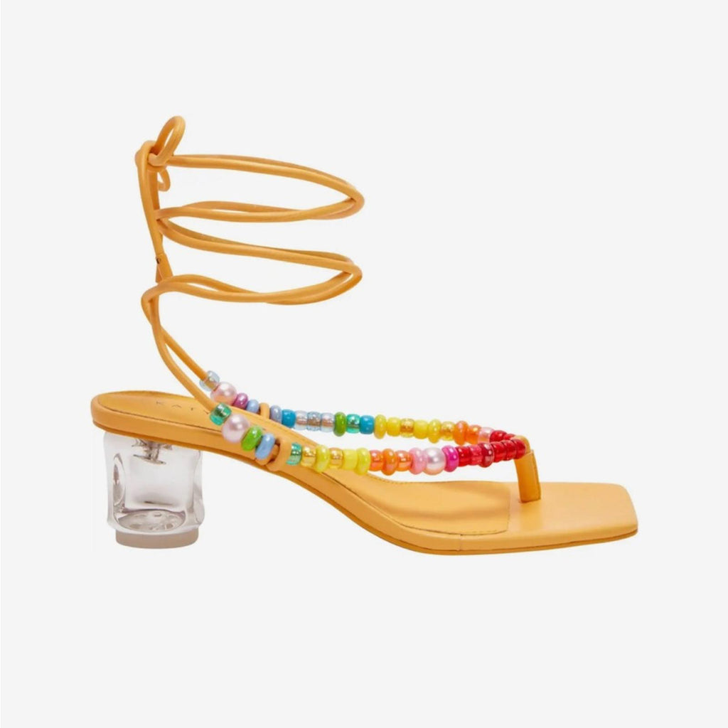 NEW Katy Perry The Cubie Bead Sandals, Honeycomb Yellow Size 7M/ 37 New in Box