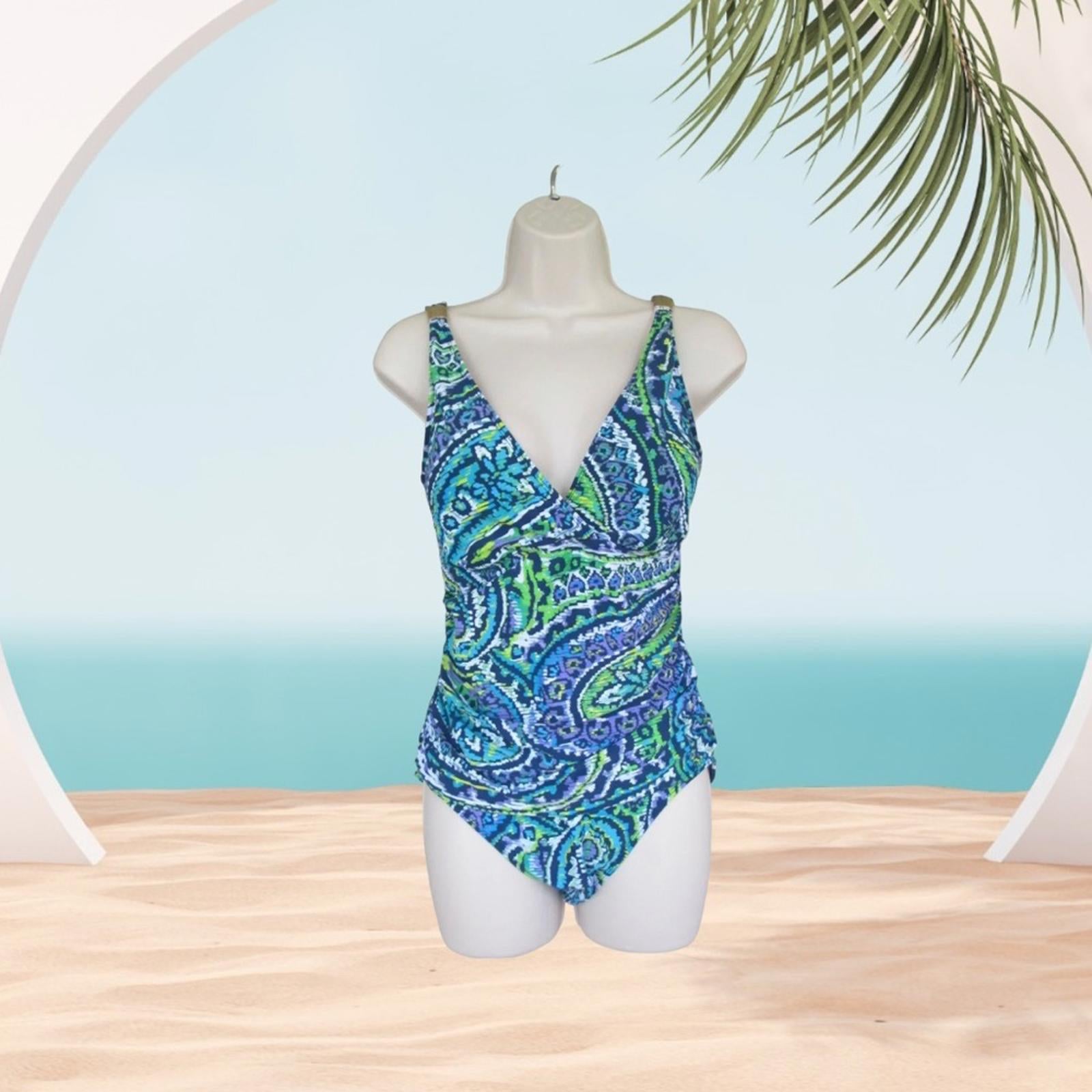Lauren Ralph Lauren Paisley Scoop Back One Piece Swimsuit, Size 6