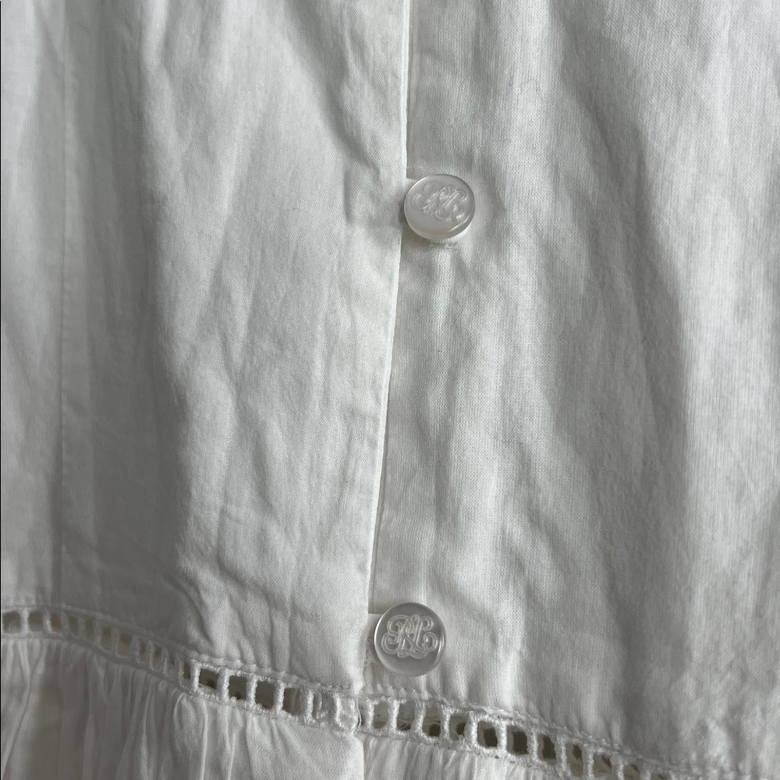 Polo Ralph Lauren White Tonal Eyelet Trim Day A-Line Dress, Size 14, NWT