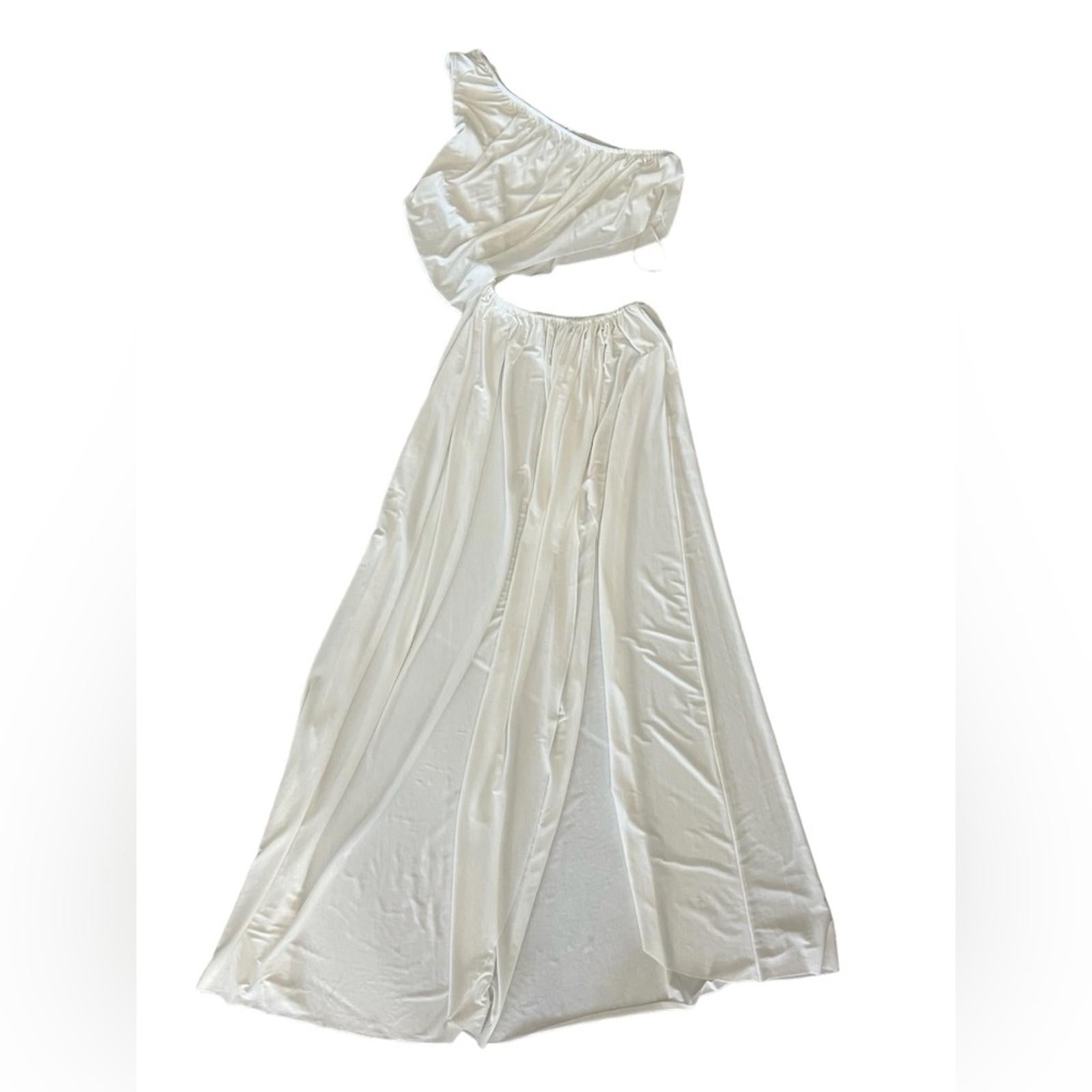 MISA Neutral Calliope One-Shoulder Maxi Dress in White, NWT, Size XS