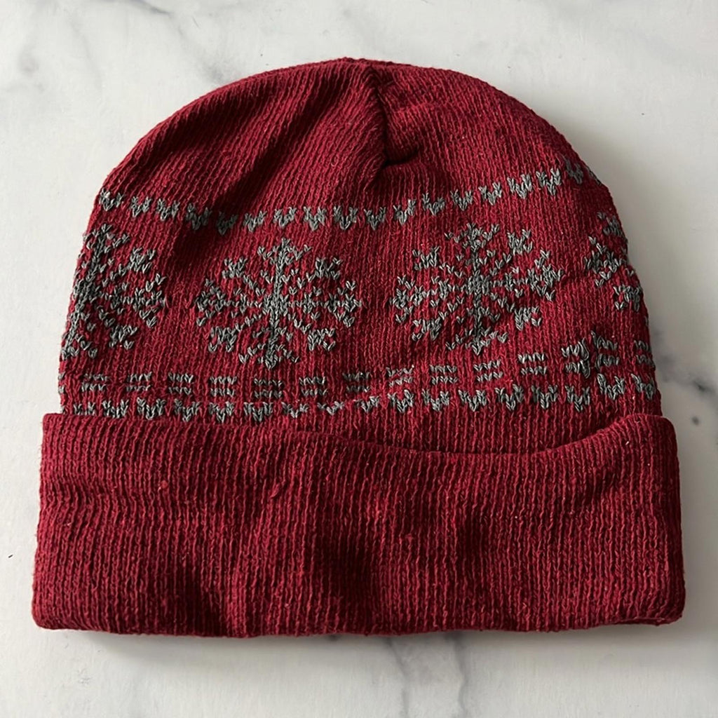 Men’s Insulated Hat, Knit Beanie, Red & Grey One Size New w/Tag