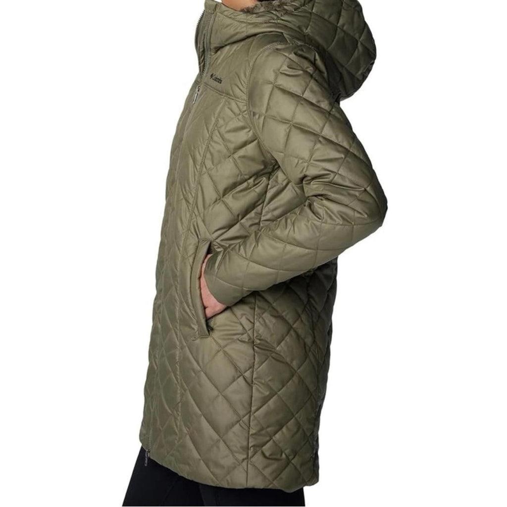 Columbia Copper Crest Hooded Fleece-Lined Mid-Length Coat in Green, NWT, Size S