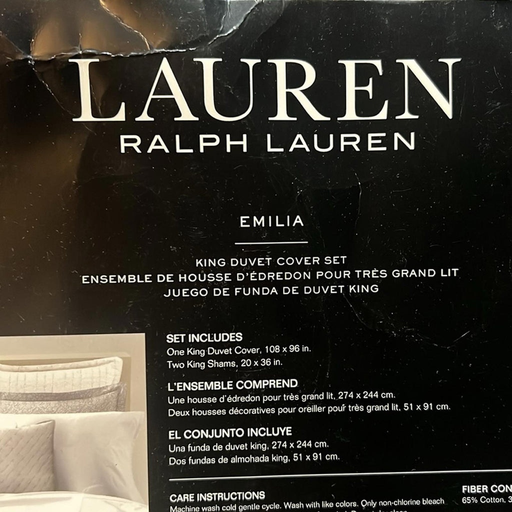 Lauren Ralph Lauren Emilia Tonal Medallion King Duvet Cover 3-Pc Set NEW $430