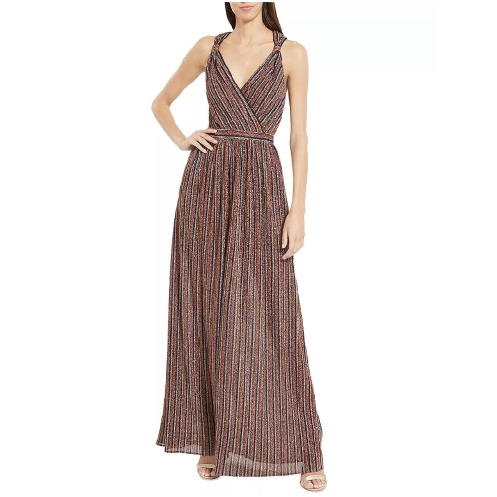 Aqua Striped Metallic Gown in Black Multi, Size XS New w/Tag Retail $298