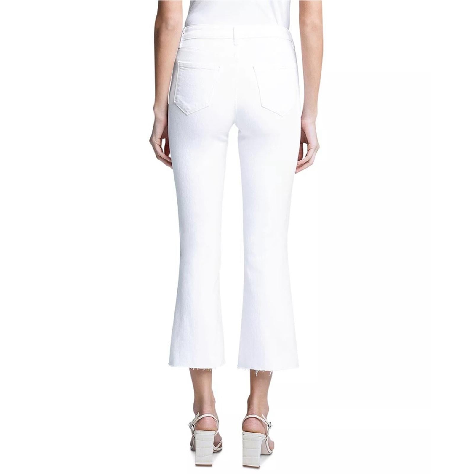 New L'Agence Kendra High-Rise Crop Flare Jeans White, Size 28 New w/Tag $275
