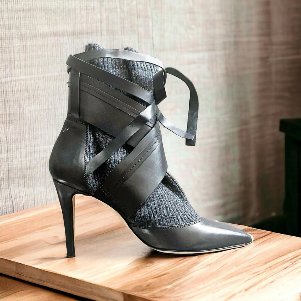 IRO Leather & Knit Sock Booties, Black Size FR41 | EU38 New in Box Retail 345 €